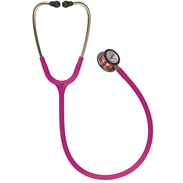 3M™ Littmann® Classic III™ Monitoring Stethoscope – Rainbow Finish, Raspberry Tube (Model 5806) - Image 2