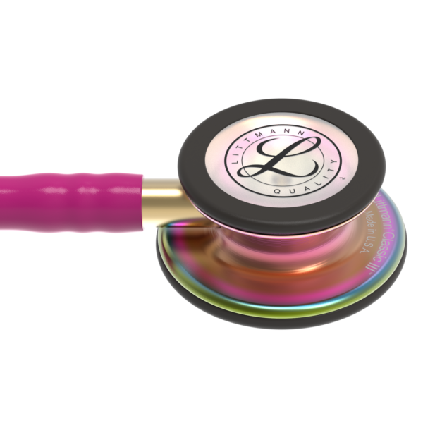 3M™ Littmann® Classic III™ Monitoring Stethoscope – Rainbow Finish, Raspberry Tube (Model 5806) - Image 3